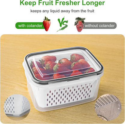 5-Piece Large Fruit Storage Containers for Refrigerator, Food Storage Organizer Set