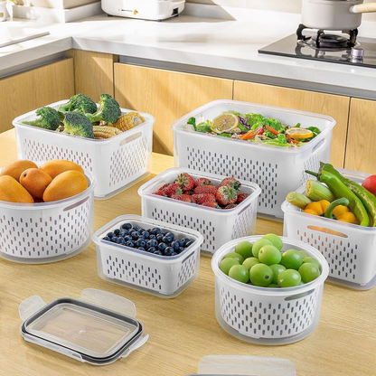 5-Piece Large Fruit Storage Containers for Refrigerator, Food Storage Organizer Set