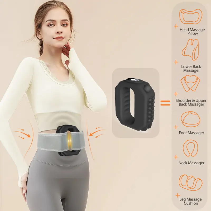 Mini Fascia Ring Muscle Recovery Device – Adjustable Strap, Cordless Rechargeable Massager for Waist & Back