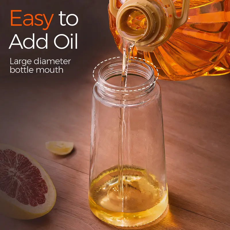 16oz 2-in-1 Glass Olive Oil Sprayer, Refillable Cooking Oil Dispenser for Kitchen & Grilling