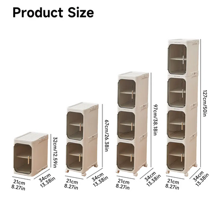 Slim Corner Storage Cabinet with Doors, 1–4 Tier Adjustable Organizer with Wheels for Bathroom, Kitchen & Small Spaces